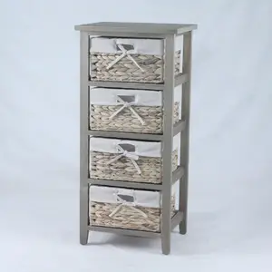 Custom Chinese Factory Price Storage Cabinet Home Furniture with water hyacinth basket