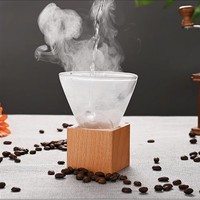 Filtre à café artisanal en verre borosilicate soufflé à la main, 200 ml, avec support carré en bois, réutilisable pour les cafés