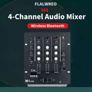 Flalflao M4Professional ev kullanımı 4-Channel ses konsolu mikser Metal DJ mikseri parti konseri için müzik kontrol cihazı ev amplifikatör Bar - Product Image 1