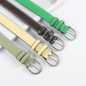 Cinturón de mujer de cuero de vaca de grano completo con patrón de lichi, hebilla de aleación geométrica, 105 cm de longitud - Envío directo transfronterizo Guangzhou - Product Image 2