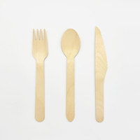 Ensemble de couverts jetables en bois kit jetable en bois cuillère fourchette couteaux en bois vaisselle écologique 160mm compostable
