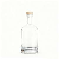 Bouteille à liqueur ronde en verre transparent avec bouchon en caoutchouc vide pour whisky, vin, vodka, gin, rhum et boissons aux fruits