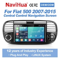 Navihua Nouveauté Écran tactile 7 pouces Système Linux Apple CarPlay sans fil Android Auto Autoradio Moniteur pour Fiat 500 2007-2015