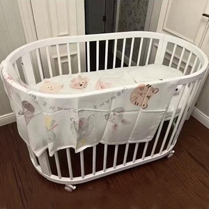 Juego de Muebles para Guardería Aprobado por NZMAN, Convertible 3 en 1, <span class=keywords><strong>Cuna</strong></span> de Madera Ovalada para Bebés Recién Nacidos con Ruedas - Product Image 3