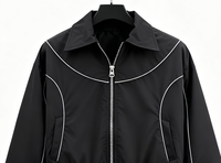 Veste bomber coupe-vent pour homme OEM, style streetwear, avec piping sur le devant, tendance, pour jeunes, vente en gros, sur mesure, en nylon réfléchissant
