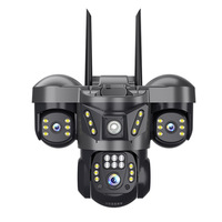 Caméra solaire V380Pro extérieure à trois objectifs, triple vue, capteur CMOS WiFi 6MP, étanche IP66, interphone vocal