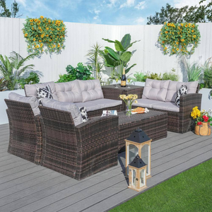 6 pièces en rotin extérieur en osier salon chaise longue meubles jardin canapé ensemble chaise canapé <span class=keywords><strong>coin</strong></span> - Product Image 3