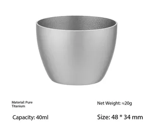 Mini tasse à vin en titane pur 40 ml, ultralégère, portable, pour le camping en plein air, pour le saké, le whisky, saine, écologique, design classique - Product Image 1