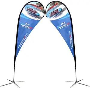 Promotionele Custom Printen Veer Traan Reclame Outdoor Banner Vliegende Wind Strandvlag