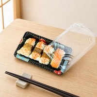 Boîte à sushi avec couvercle transparent, plateau rectangulaire jetable avec coins renforcés pour les nigiri et les makis à emporter, emballage pour la restauration