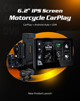 Nouveau support de fixation rapide pour moto de 6,2 pouces, DVR, navigateur, CarPlay sans fil, Android Auto, caméra avant/arrière 1080P HD 120°