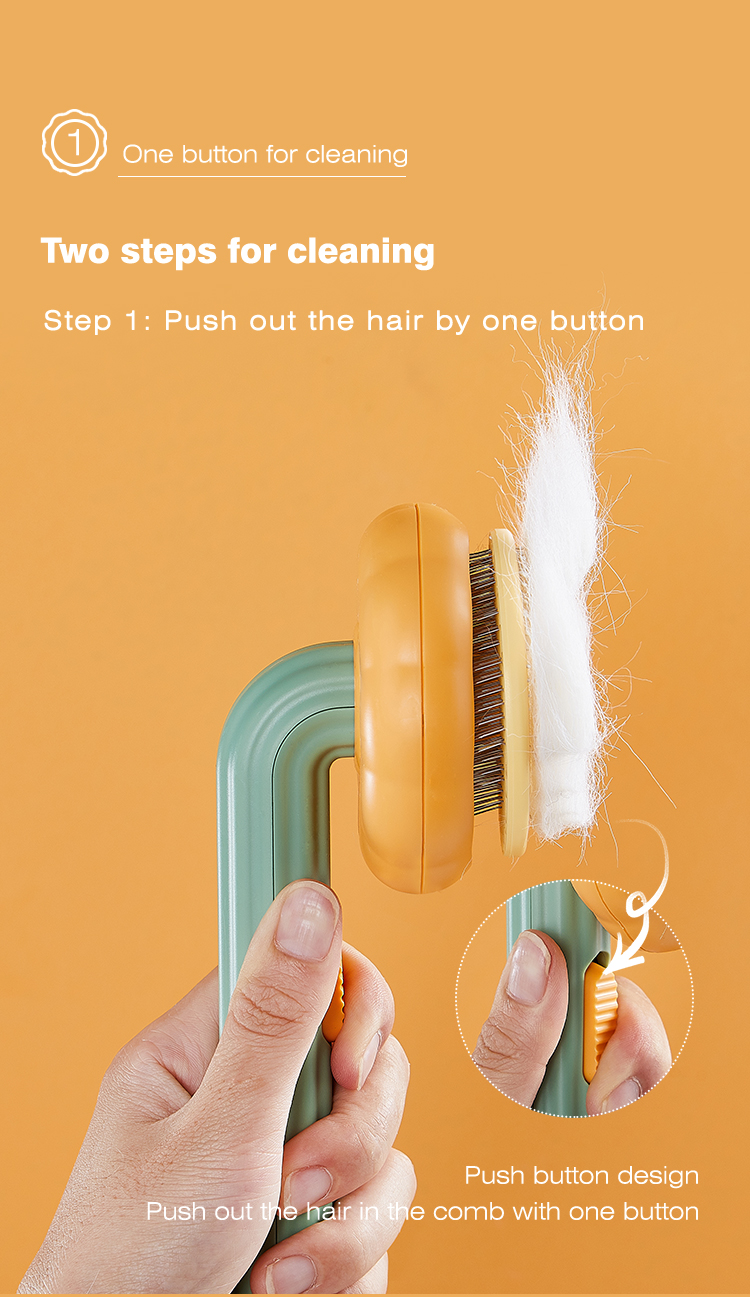 Self Cleaning Brush Pet Grooming Tool Pumpkin Cat Hair Teeth Comb