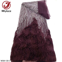 Romantique mariée 3D Applique lourde perlée broderie Sequin français Net dentelle tissu pour mariage