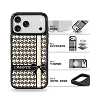 Coque de téléphone AG Feeling Black Edge avec dorure et nœud romantique pour iPhone 17, 17 Pro Max, 16 Pro, 15 – Coque magnétique