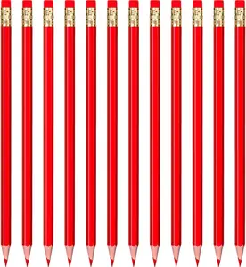 Uitwisbare Potloden Rode Potloden Voorgeslepen Hb Met Uitwisbare Toppen Voor Het Controleren Van Kaartkleurtests (24 Stuks)