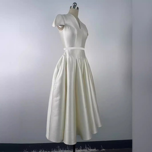 Nuevo <span class=keywords><strong>Vestido</strong></span> Largo <span class=keywords><strong>Blanco</strong></span> con Volantes y Cuello en V 2026, Elegante y a la Moda, de Satén, Cintura Alta, <span class=keywords><strong>Ajustado</strong></span>, para Mujer - Product Image 5