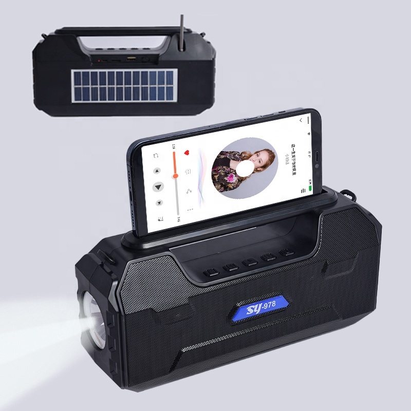 200Hours TWS Outdoor Solar Powered Wireless Solar Charging Bluetooth Speaker FM Radio LED Flashlight Solar bluetooth Speaker · image 1