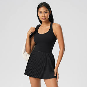 महिला टेनिस पोशाक के साथ अंतर्निहित ब्रा गोल्फ एथलेटिक कपड़े आस्तीन रहित 2-इन-1 एथलेटिक टेनिस गोल्फ पोशाक - Product Image 6