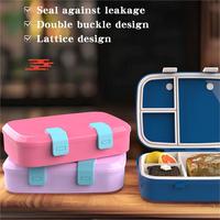 Boîte à lunch bento mignonne et portable, sans BPA, avec couvercle en plastique, 3 compartiments, étanche, passe au lave-vaisselle, écologique, utilisable au micro-ondes