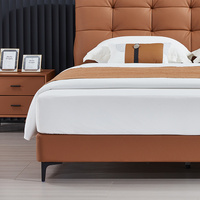 Großhandelspreis Modernes Lederbett-Set in Kingsize mit Verstellbarem Gepolstertem Weichem Kopfteil, Queensize-Bett, Umweltfreundlich