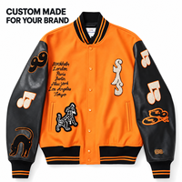 Veste universitaire américaine vintage avec patchs, logo brodé 3D personnalisé, manches en laine et PU, veste Letterman pour le streetwear
