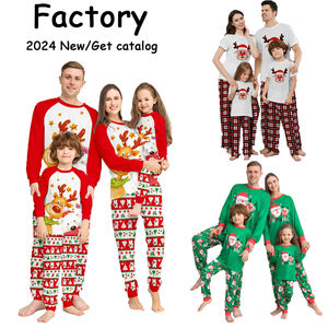Póngase en contacto conmigo para obtener el catálogo personalizado 2024, los últimos pijamas familiares a juego, nuevo diseño, <span class=keywords><strong>conjunto</strong></span> de pijamas navideños para mamá y yo familiares a rayas - Product Image 1
