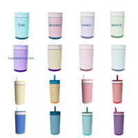 Gobelet isotherme en acier inoxydable 18/8 de 12oz et 16oz, à double paroi sous vide avec paille et deux couvercles optionnels, personnalisable avec logo