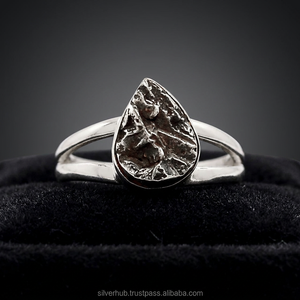 Unique 925 Sterling Silver <b>Rings</b> Meteorite Campo Del Cielo Handmade Bezel Setting Signet Style Customizable ODM OEM Bulk - Product Image 3