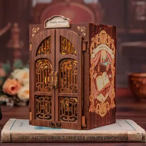 CuteBeeニュースタイルミニブックヌーク本屋の思い出家の装飾3D木製パズルギフトとして使用