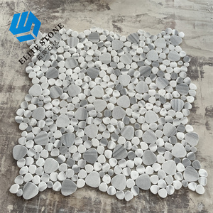 <span class=keywords><strong>Prix</strong></span> d'usine, mosaïque de marbre blanc à motif de galets polis pour le sol et la décoration murale de la salle de bain - Product Image 4