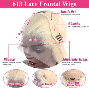 Perruque en cheveux humains 40 pouces, blonde 613, avec dentelle frontale HD transparente, longue, ondulée, entièrement en dentelle, pré-épilée, avec baby hair, vente en gros - Product Image 6