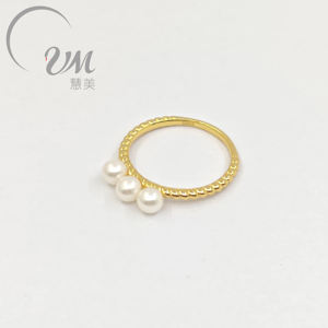 Bague en argent sterling 925 avec perle d'eau douce et plaqué or, style classique pour tous les jours, style torsadé - Product Image 1