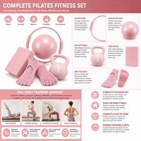 Ensemble de fitness Pilates avec bloc de yoga, chaussettes antidérapantes, anneau de Pilates, mini-ballon et kettlebell de 6 kg pour entraînement à domicile