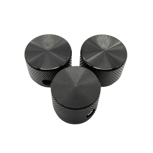 Custom CNC Machined Plastic Housing with Metal Insert Round Potentiometer Audio Volume Control Guitar Knob
