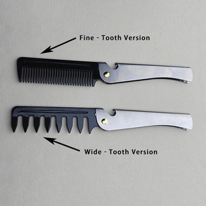 Pettine Pieghevole con Logo Personalizzato di Fabbrica, <span class=keywords><strong>Denti</strong></span> <span class=keywords><strong>Larghi</strong></span> e Grandi, Manico in Acciaio Inox, <span class=keywords><strong>Denti</strong></span> in Plastica PC, Pettine Richiudibile da Viaggio e Salone - Product Image 6