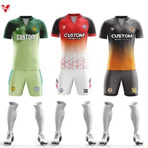 Set di magliette da calcio <span class=keywords><strong>blu</strong></span> e gialle con Logo stampato su misura maglia da calcio divisa da calcio ad asciugatura rapida uniforme WOX1021 - Product Image 1