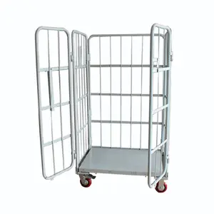 Customized Steel Welded Warehouse Logistics Folding Steel Roll Container Hand Carts Trolleys