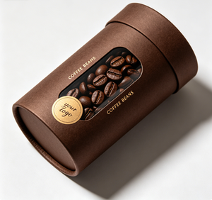 Custom Coffee Beans Paper Tube Packaging with <b>Window</b> Gold <b>Foil</b> Logo Recyclable Craft Paper Box for Beverage - Product Image 6