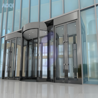 Pasokan Langsung Pabrik Pintu Putar 3 Sayap Aluminium Alloy Manual Kaca Ganda Tempered Glass Modern untuk Mal Rumah Sakit