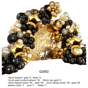 Kit di <span class=keywords><strong>Palloncini</strong></span> in Lattice Ecologici Neri e Oro con Coriandoli per Decorazioni ad Arco, Ideali per Feste di Laurea, Compleanni, Festival e Capodanno - Product Image 4