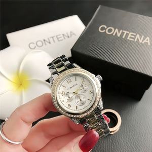 Montre chronographe pour femmes en or avec strass, bracelet en acier inoxydable, montres de luxe pour femmes - Product Image 2