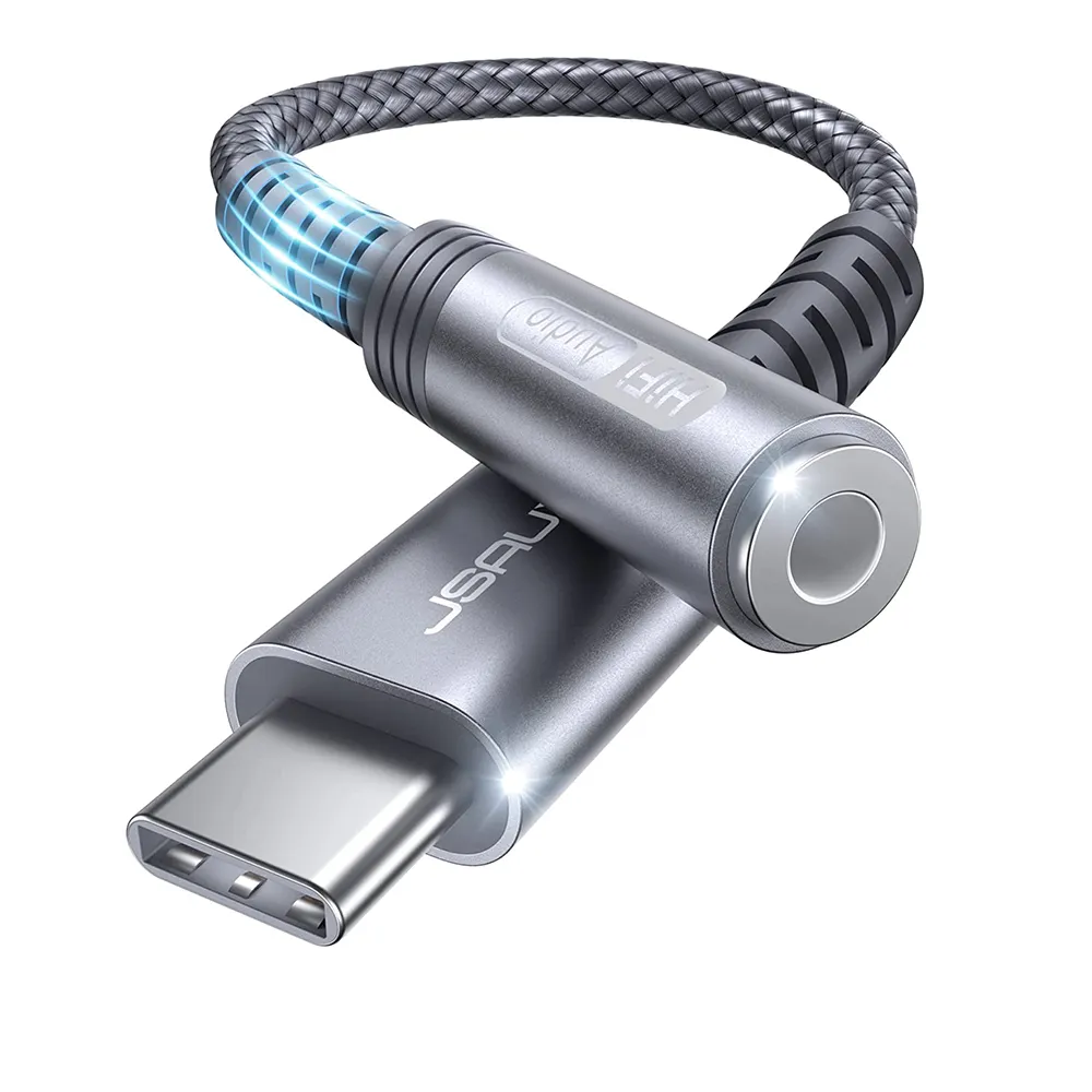 JSAUX USB C auf 3,5mm Audio adapter Geflochtener Typ C Stecker auf Kopfhörer Aux Jack Buchse Dongle