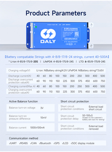 BMS intelligent à équilibrage actif 4S-24S 40A-500A pour pack de batteries lithium-ion Li-ion LifePO4 12V 48V avec identification automatique BMS 16S - Product Image 5