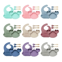 THEONE Ensemble de 9 pièces pour l'alimentation des bébés en silicone de qualité alimentaire sans BPA, en forme de crabe, bols, assiettes, bavoirs, design animal, couleur et logo personnalisés