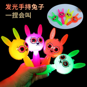 <b>Rabbit</b> Glow Stick Squeeze Toy With Whistle Flashing Handle Led <b>Light</b> Up Plastic Fidget Toy For Kids Age 2 4 Years Unisex - Product Image 5