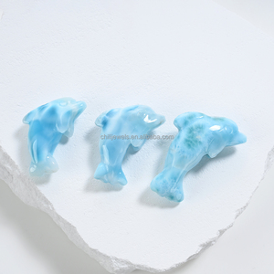 Scultura di Delfino in Larimar Naturale, Pietre Intagliate di <span class=keywords><strong>Alta</strong></span> Qualità in Larimar Blu, Grande Decorazione a Forma di Delfino in Larimar - Product Image 3