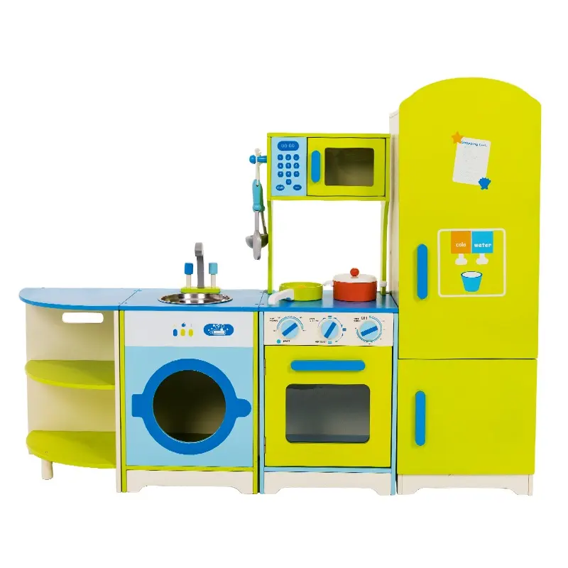 I bambini pretend gioca giocattolo grande 4 parti di cottura giochi in legno per bambini set da cucina per 3 +