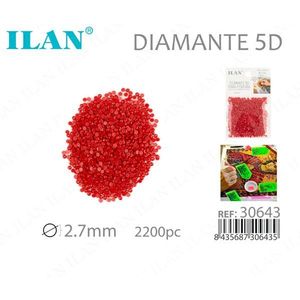 ILAN Diamante 5D 2.7mm Rosso 2200pz per Pittura Diamante - Product Image 1