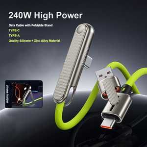 Горячая новинка: Быстрый зарядный кабель Hands-Free 240 Вт со встроенным держателем для телефона, удлиненный прочный шнур для MacBook и телефонов - Product Image 1