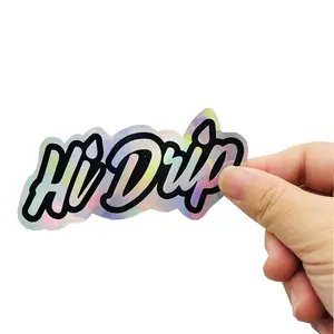 Logotipo de impresión personalizado adhesivo impermeable etiqueta de vinilo holográfico pegatinas troqueladas